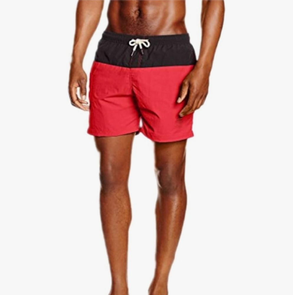 Nautica Red and Navy Men's Swim Trunks